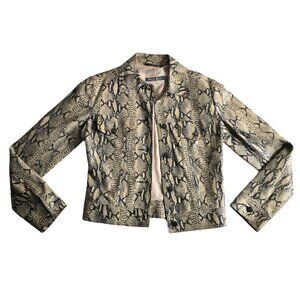 Bisou Bisou Tan Black Snake Skin Print Jacket Size Small Snakeskin